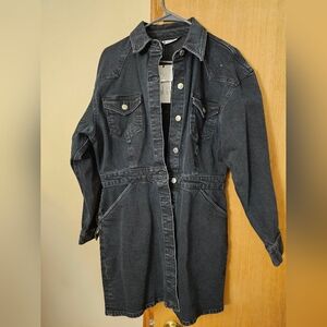 Black Denim Button-Up Dress